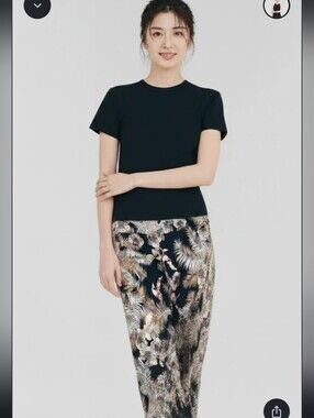 KATE PARK capris Stretchy PM Tropical Feel Spring Ready Black Beige Red